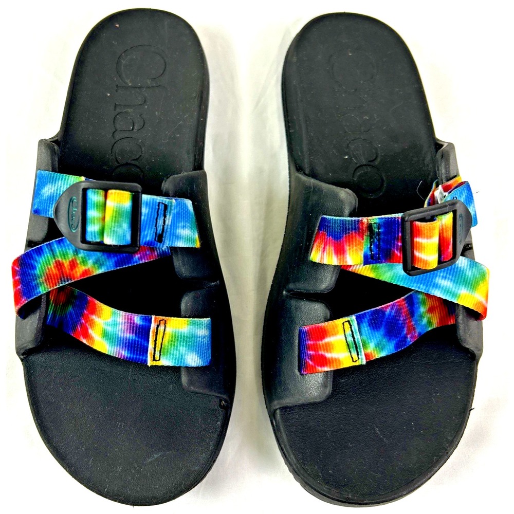 Chaco Chillos Slide K 6 Youth Big Girl Sandal Lightweight Rainbow Tie Dye